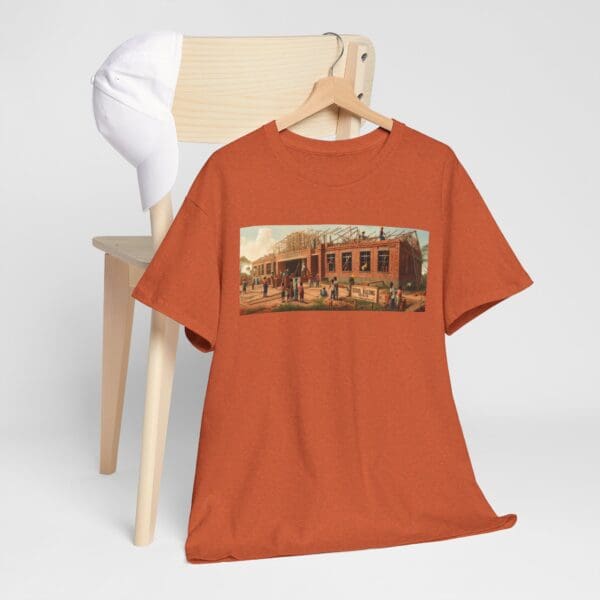 Artistic Unisex Heavy Cotton Tee - Vintage Scene Print "Where Walls Hold Wisdom and Dreams Take Flight." - Image 15