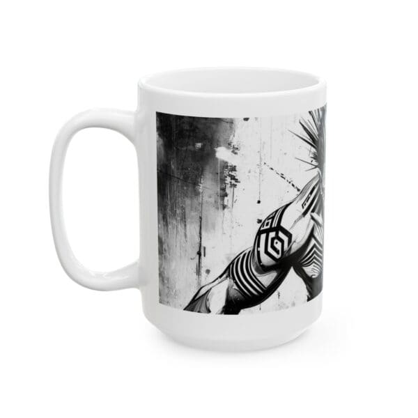 Urban Art Ceramic Mug - 11oz & 15oz - Bold Black and White Design crown of thorns design: - Image 13