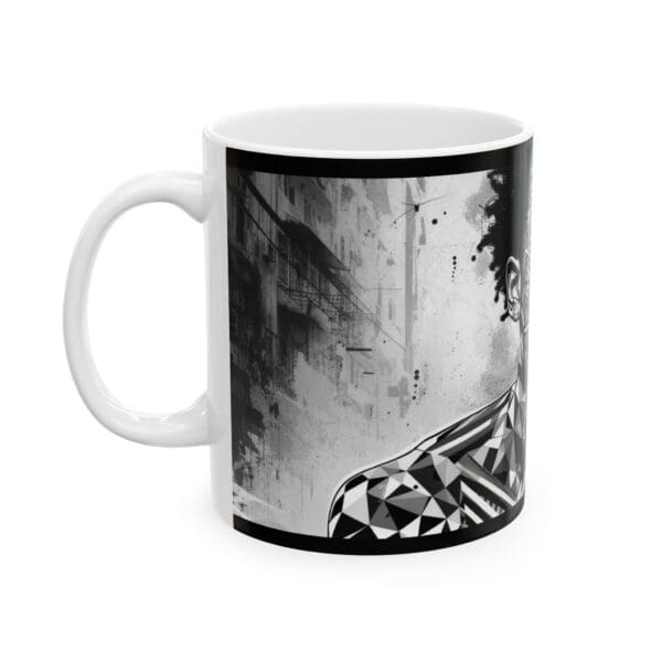 Black and White Art Ceramic Mug - 11oz & 15oz "Body as Canvas. Spirit as Fire." - Image 3