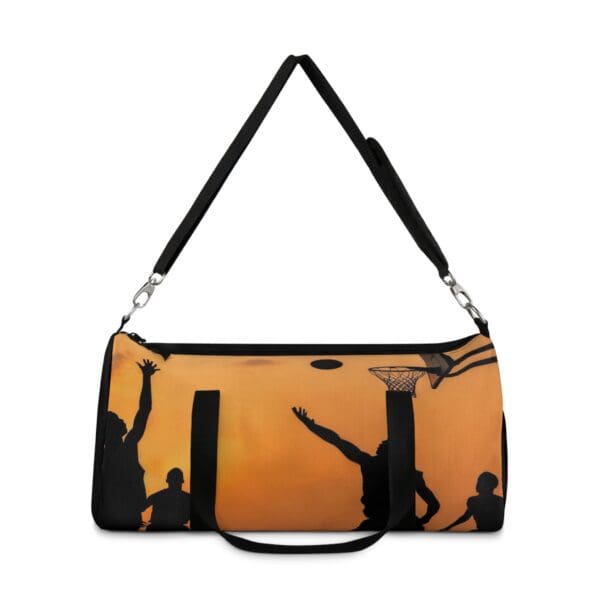 Hoops Duffel Bag - Basketball Silhouette Design for Sport Lovers 🏀 “Dusk Falls. Legends Rise.” - Image 2