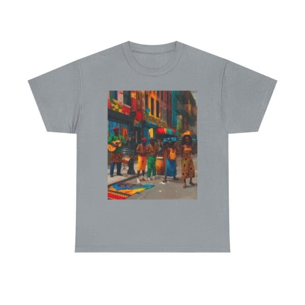 Vibrant Street Art Unisex Heavy Cotton Tee "Strings, Drums, and Stories in Motion. - Image 59