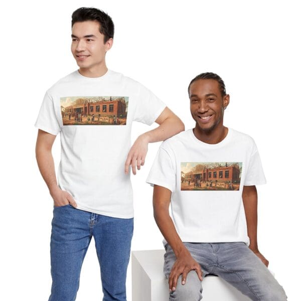 Artistic Unisex Heavy Cotton Tee - Vintage Scene Print "Where Walls Hold Wisdom and Dreams Take Flight." - Image 8