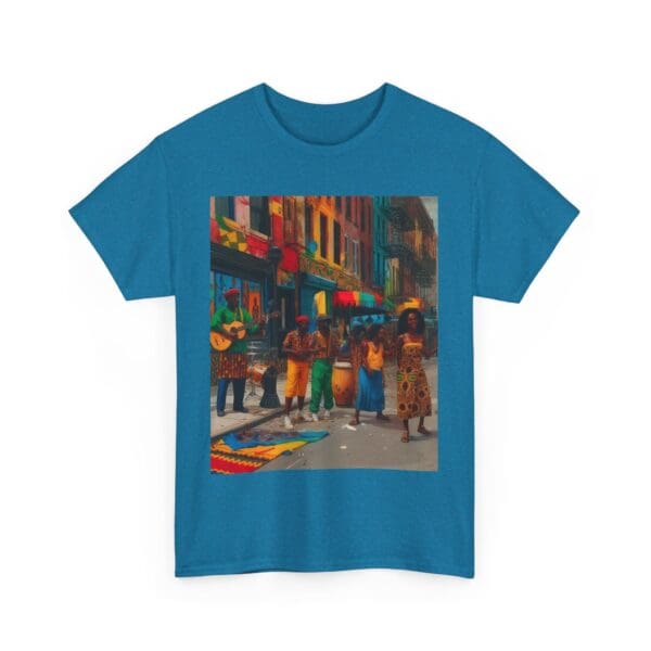 Vibrant Street Art Unisex Heavy Cotton Tee "Strings, Drums, and Stories in Motion. - Image 81
