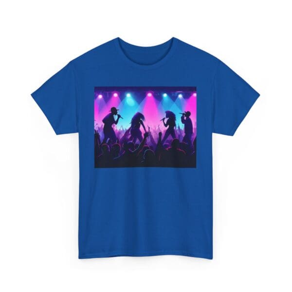Unisex Heavy Cotton Tee - Vibrant Concert Silhouette Design "Blue & Pink Glow, Hip-Hop Takes Flight." - Image 60