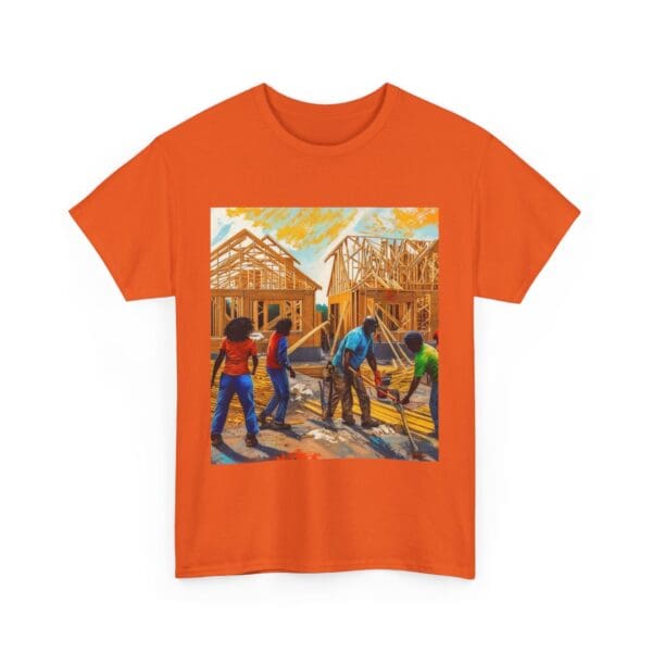 Inspirational Construction Worker Tee - Unisex Heavy Cotton Shirt Raising Walls, Uplifting Communities."  "Built by Us, Built for Us." - Image 34