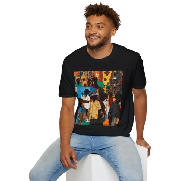 Cultural Vibes Unisex Softstyle T-Shirt - Art Inspired Design The Pulse of the City, The Strength of the Diaspora - Image 24