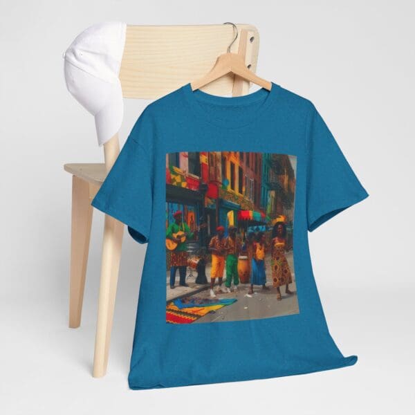 Vibrant Street Art Unisex Heavy Cotton Tee "Strings, Drums, and Stories in Motion. - Image 84