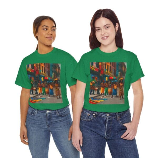 Vibrant Street Art Unisex Heavy Cotton Tee "Strings, Drums, and Stories in Motion. - Image 78