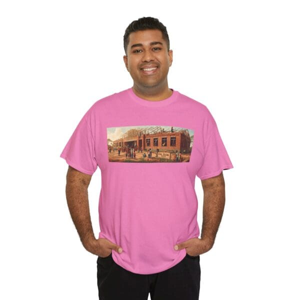 Artistic Unisex Heavy Cotton Tee - Vintage Scene Print "Where Walls Hold Wisdom and Dreams Take Flight." - Image 118