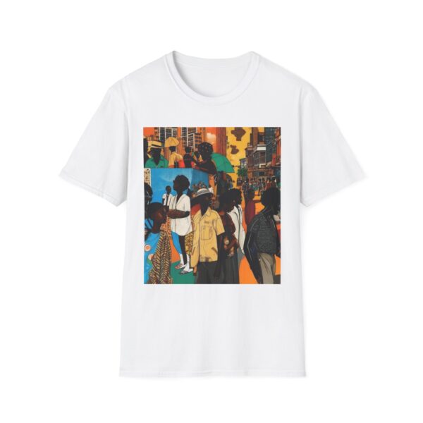 Cultural Vibes Unisex Softstyle T-Shirt - Art Inspired Design The Pulse of the City, The Strength of the Diaspora