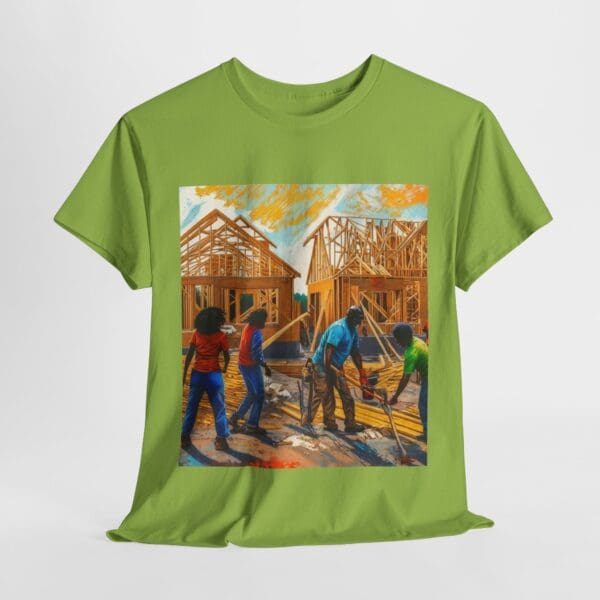 Inspirational Construction Worker Tee - Unisex Heavy Cotton Shirt Raising Walls, Uplifting Communities."  "Built by Us, Built for Us." - Image 59