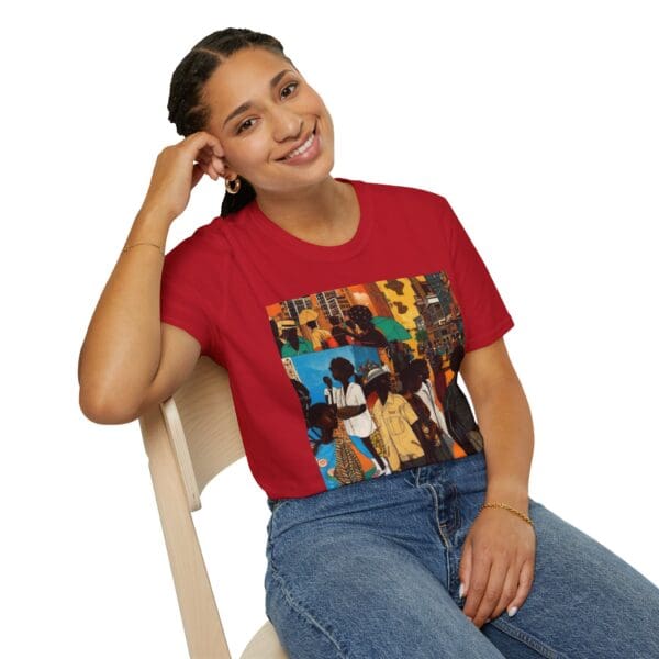 Cultural Vibes Unisex Softstyle T-Shirt - Art Inspired Design The Pulse of the City, The Strength of the Diaspora - Image 110