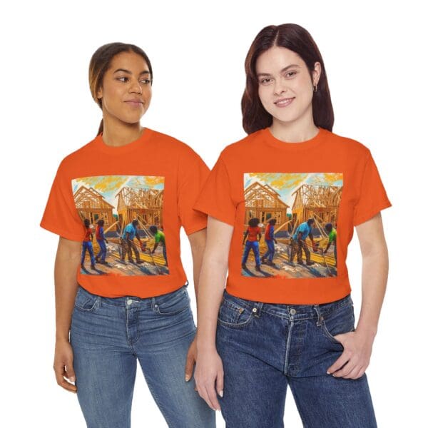 Inspirational Construction Worker Tee - Unisex Heavy Cotton Shirt Raising Walls, Uplifting Communities."  "Built by Us, Built for Us." - Image 41