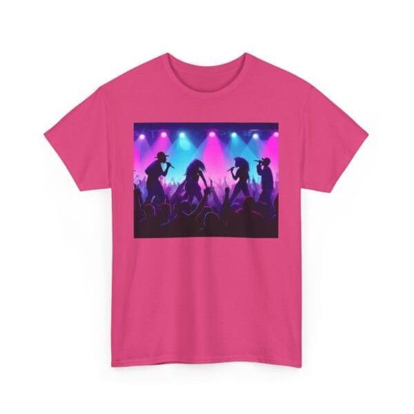 Unisex Heavy Cotton Tee - Vibrant Concert Silhouette Design "Blue & Pink Glow, Hip-Hop Takes Flight." - Image 80