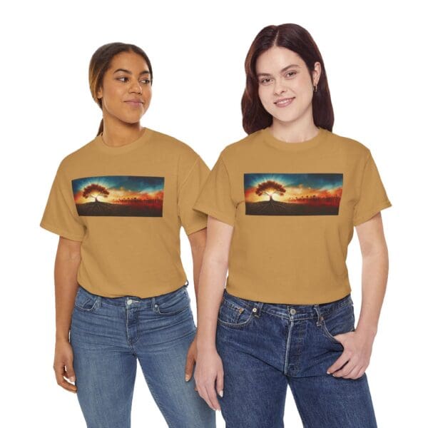 Nature-Inspired Unisex Heavy Cotton Tee with Tree Design "Guided by Resilience. United by Purpose."  "Where Roots R - Image 52
