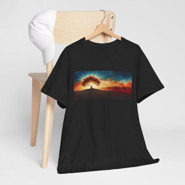 Nature-Inspired Unisex Heavy Cotton Tee with Tree Design "Guided by Resilience. United by Purpose."  "Where Roots R - Image 25
