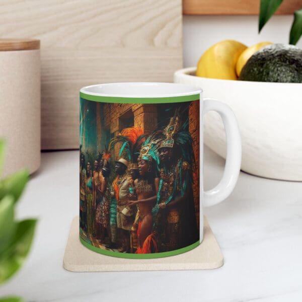 Cultural Celebration Ceramic Mug - 11oz & 15oz | Festive Artwork for Home and Gifts "Royal Hues. Bold History. Unstoppable Spirit." - Image 8