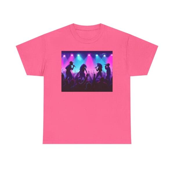 Unisex Heavy Cotton Tee - Vibrant Concert Silhouette Design "Blue & Pink Glow, Hip-Hop Takes Flight." - Image 68