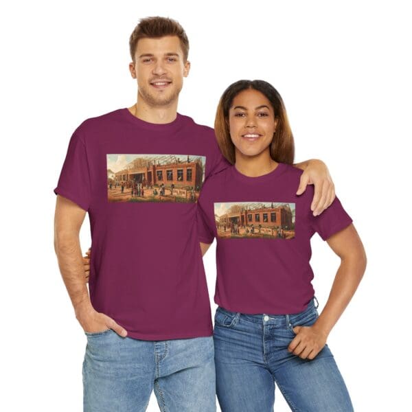 Artistic Unisex Heavy Cotton Tee - Vintage Scene Print "Where Walls Hold Wisdom and Dreams Take Flight." - Image 131