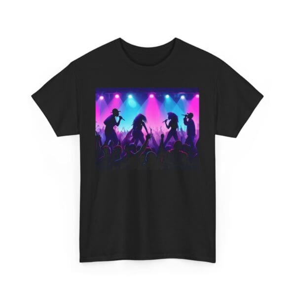 Unisex Heavy Cotton Tee - Vibrant Concert Silhouette Design "Blue & Pink Glow, Hip-Hop Takes Flight." - Image 19
