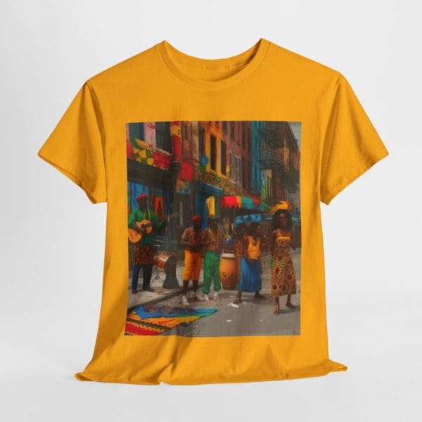 Vibrant Street Art Unisex Heavy Cotton Tee "Strings, Drums, and Stories in Motion. - Image 34