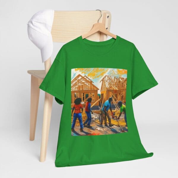 Inspirational Construction Worker Tee - Unisex Heavy Cotton Shirt Raising Walls, Uplifting Communities."  "Built by Us, Built for Us." - Image 80