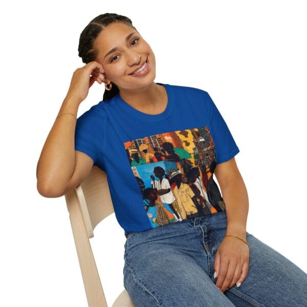 Cultural Vibes Unisex Softstyle T-Shirt - Art Inspired Design The Pulse of the City, The Strength of the Diaspora - Image 78