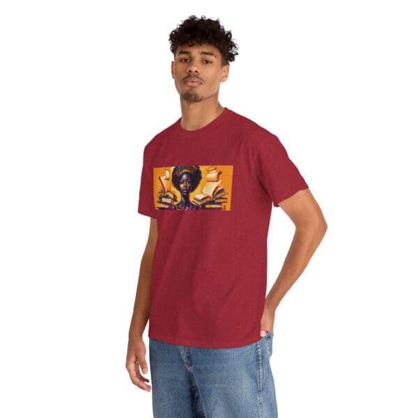 Artistic Unisex Heavy Cotton Tee - Unique Graphic Design  "Afro-Centric. Knowledge-Driven. - Image 117