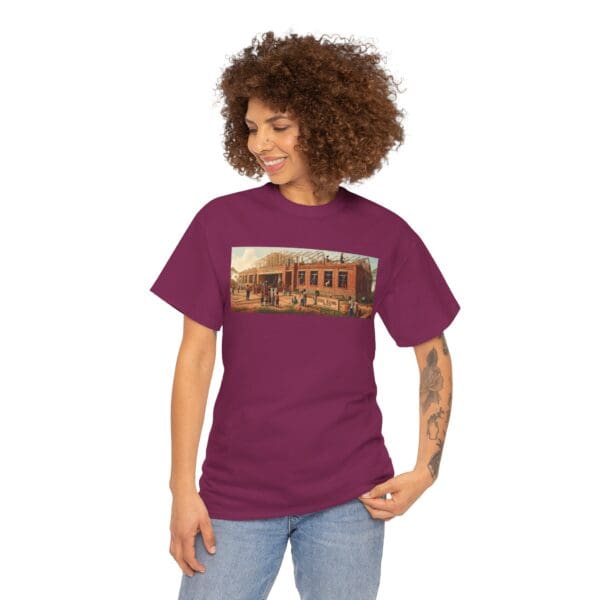 Artistic Unisex Heavy Cotton Tee - Vintage Scene Print "Where Walls Hold Wisdom and Dreams Take Flight." - Image 128