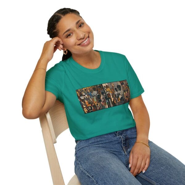 Artistic Unisex Softstyle T-Shirt - Vibrant Community Design "Wear the Movement. Live the Story." - Image 60