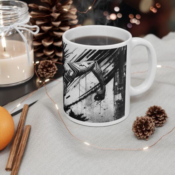 Urban Art Ceramic Mug - 11oz & 15oz - Bold Black and White Design crown of thorns design: - Image 5