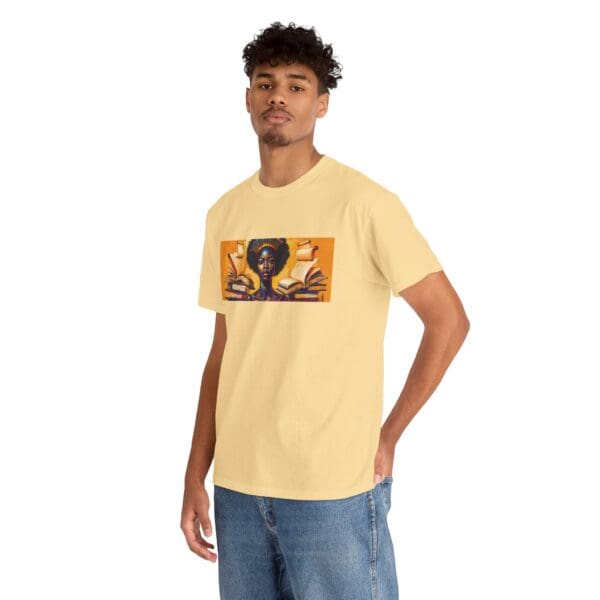Artistic Unisex Heavy Cotton Tee - Unique Graphic Design  "Afro-Centric. Knowledge-Driven. - Image 29