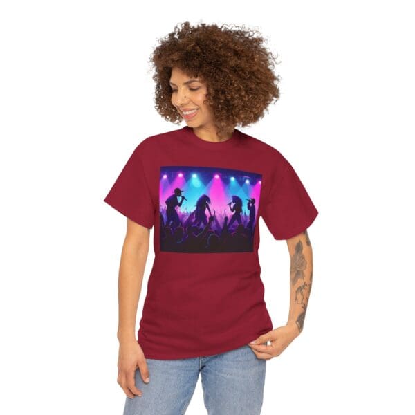 Unisex Heavy Cotton Tee - Vibrant Concert Silhouette Design - Image 123