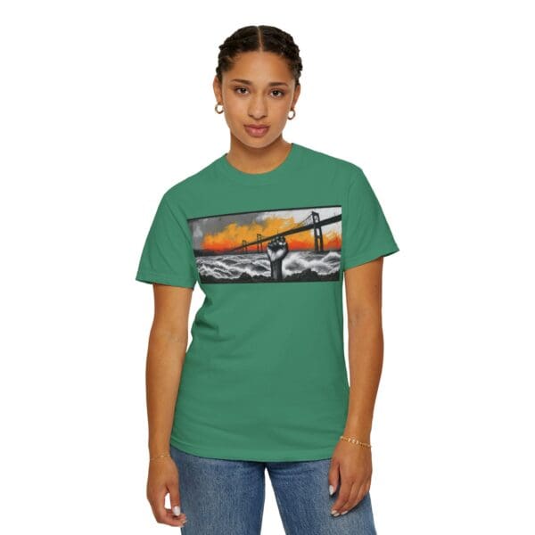 Empowerment Garment-Dyed Unisex T-Shirt - Bold Fist Design Defiant in the Storm, Rising in Strength - Image 82
