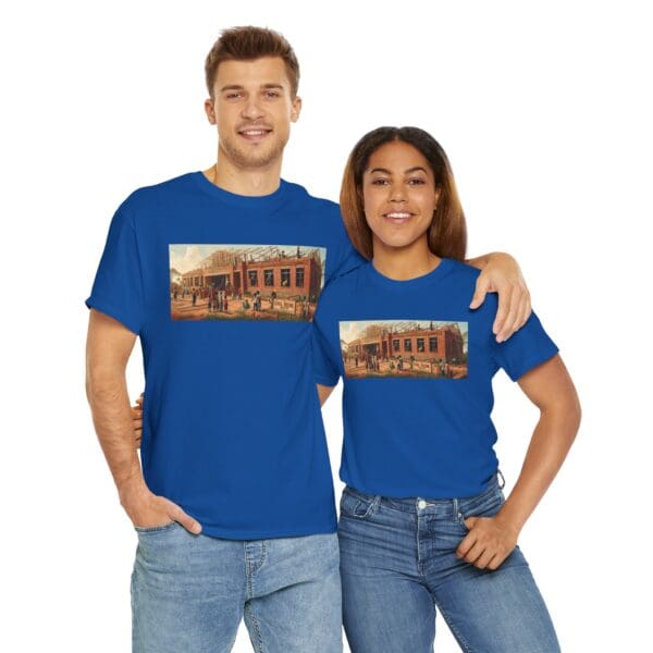 Artistic Unisex Heavy Cotton Tee - Vintage Scene Print "Where Walls Hold Wisdom and Dreams Take Flight." - Image 107