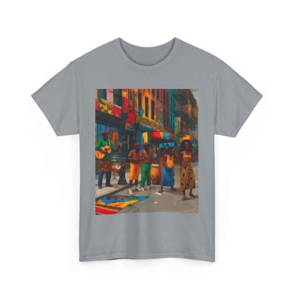 Vibrant Street Art Unisex Heavy Cotton Tee "Strings, Drums, and Stories in Motion. - Image 61