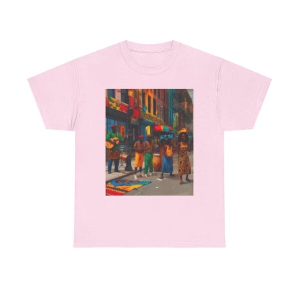 Vibrant Street Art Unisex Heavy Cotton Tee "Strings, Drums, and Stories in Motion. - Image 89