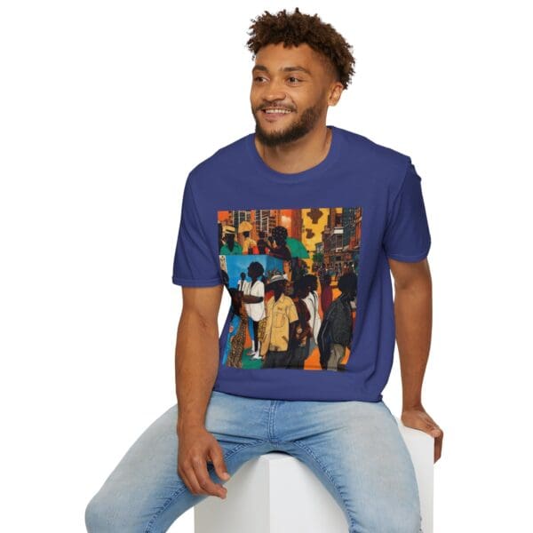 Cultural Vibes Unisex Softstyle T-Shirt - Art Inspired Design The Pulse of the City, The Strength of the Diaspora - Image 88