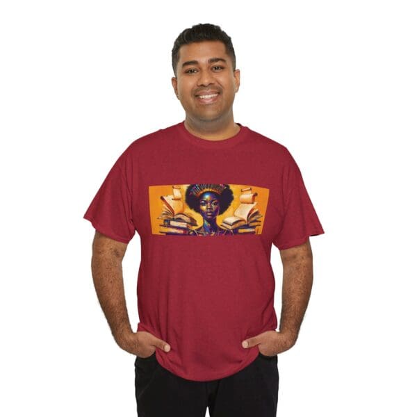 Artistic Unisex Heavy Cotton Tee - Unique Graphic Design  "Afro-Centric. Knowledge-Driven. - Image 118