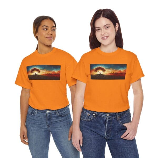 Nature-Inspired Unisex Heavy Cotton Tee with Tree Design "Guided by Resilience. United by Purpose."  "Where Roots R - Image 62