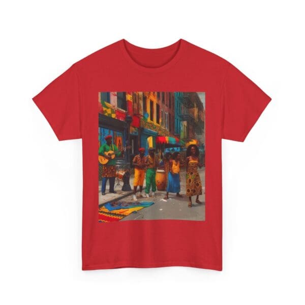 Vibrant Street Art Unisex Heavy Cotton Tee "Strings, Drums, and Stories in Motion. - Image 109