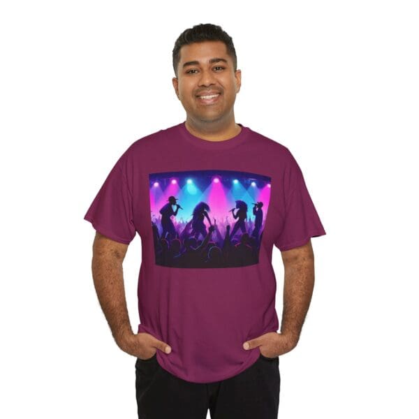 Unisex Heavy Cotton Tee - Vibrant Concert Silhouette Design - Image 77