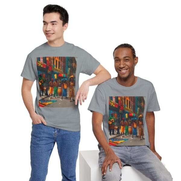 Vibrant Street Art Unisex Heavy Cotton Tee "Strings, Drums, and Stories in Motion. - Image 68