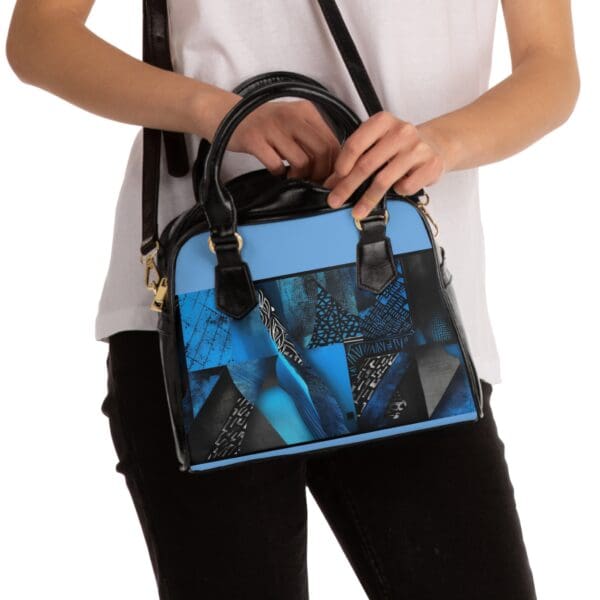 Stylish Blue Geometric Shoulder Handbag - Perfect for Everyday Use - Image 4