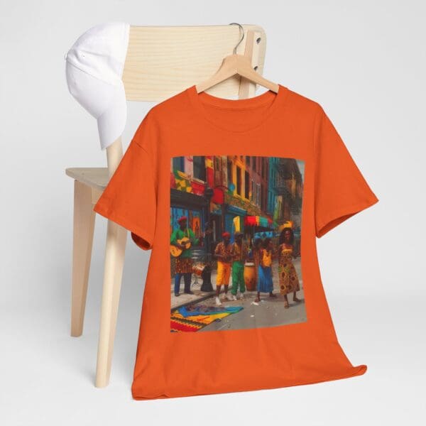 Vibrant Street Art Unisex Heavy Cotton Tee "Strings, Drums, and Stories in Motion. - Image 44