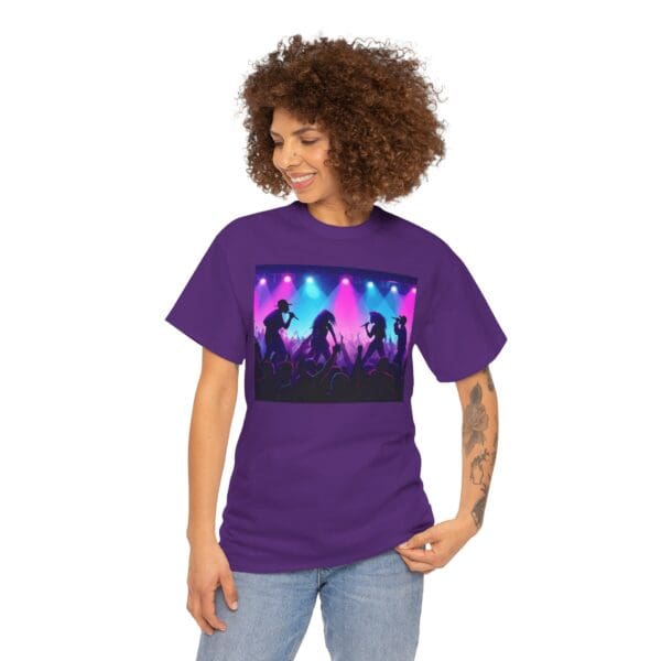 Unisex Heavy Cotton Tee - Vibrant Concert Silhouette Design - Image 106