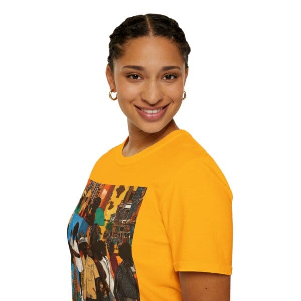 Cultural Vibes Unisex Softstyle T-Shirt - Art Inspired Design The Pulse of the City, The Strength of the Diaspora - Image 29