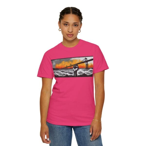 Empowerment Garment-Dyed Unisex T-Shirt - Bold Fist Design Defiant in the Storm, Rising in Strength - Image 147