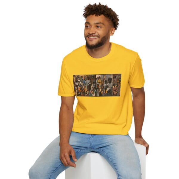 Artistic Unisex Softstyle T-Shirt - Vibrant Community Design "Wear the Movement. Live the Story." - Image 38