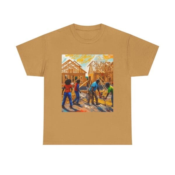 Inspirational Construction Worker Tee - Unisex Heavy Cotton Shirt Raising Walls, Uplifting Communities."  "Built by Us, Built for Us." - Image 22